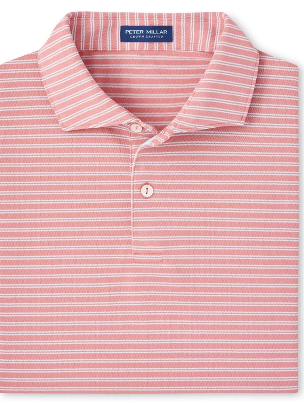 NWT Peter Millar Crown Crafted Blue and Pink Striped Tailored Fit Polo Shirt